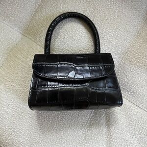By Far Mini Bag in Black Croco